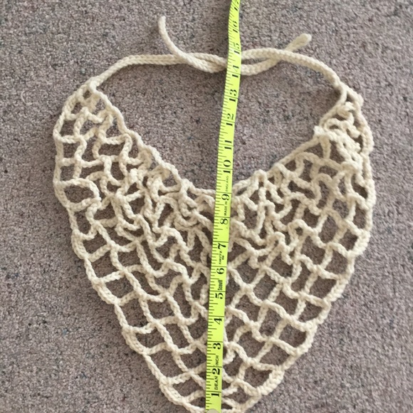 HAND CRAFTED Bandana Scarf Kerchief Crochet Cream Colored - Picture 4 of 4